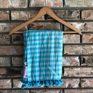 NWT Large Blue Plaid Scarf with Tassels